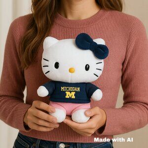 Mini Hello Kitty University of Michigan Football Team Stuffed Toy Plushie Sanrio